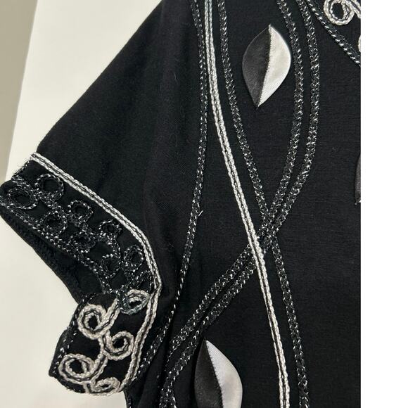 Objects D’art Vintage 90s Y2K All Over Embroidered Metallic Short Sleeve Top Med - Picture 7 of 11